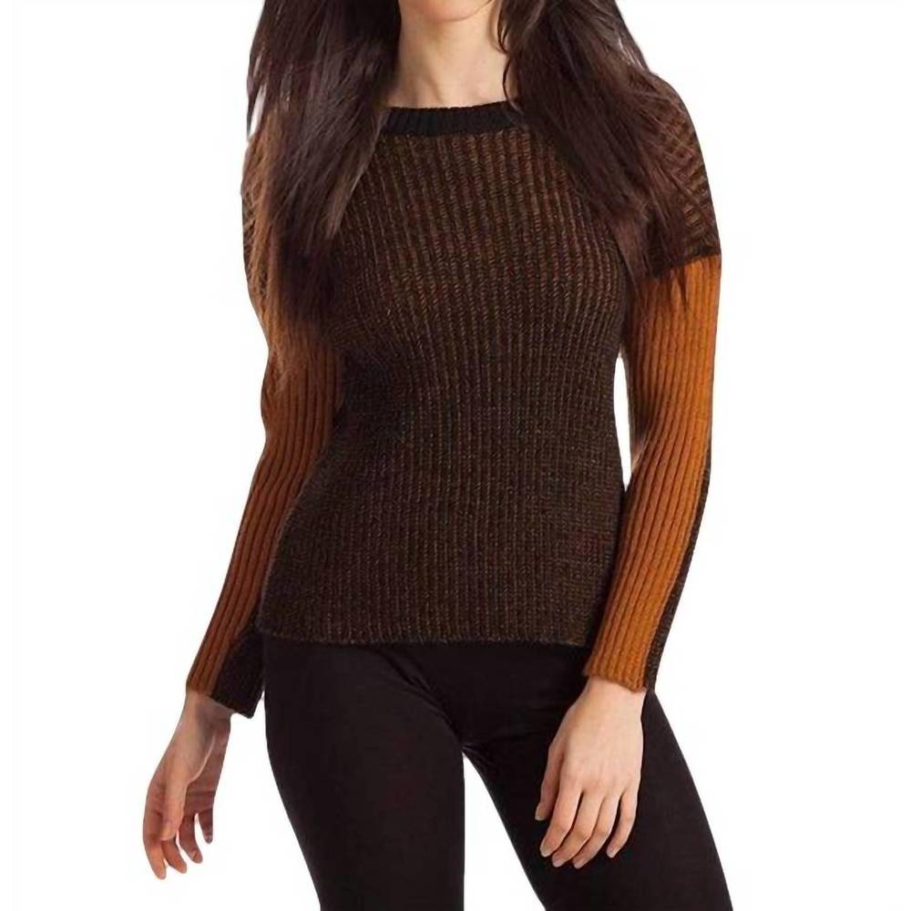NEW FRENCH KYSS maggie two tone ribbed sweater in blackmustard